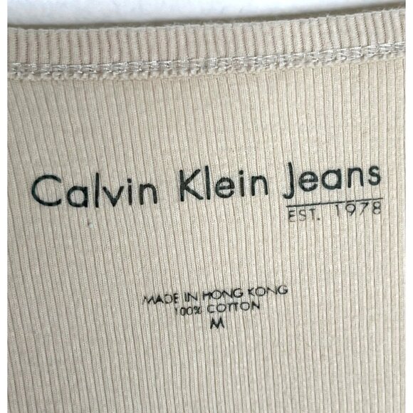 Calvin Klein Jeans Medium Sleeveless Tan/Beige Tank Top 85m - Picture 3 of 6